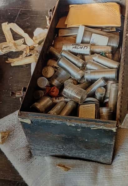 Craftsman Toolbox Open with Rolls of Coins Visible