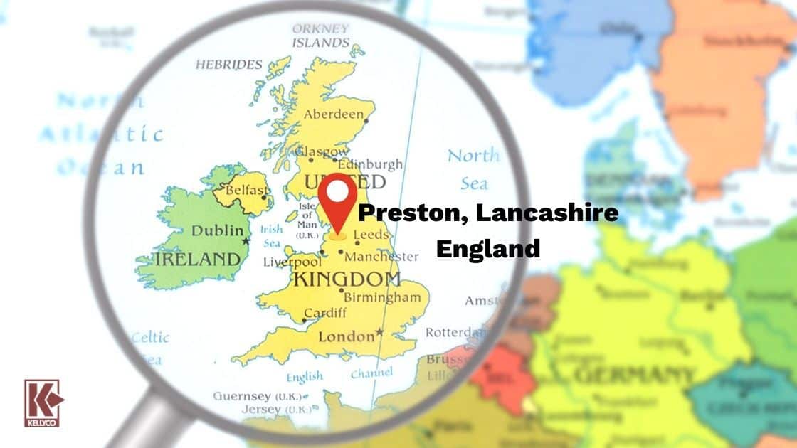 Map of Preston, Lancashire UK - Where the Cuerdale Hoard was found.