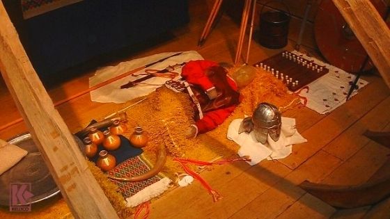 Reconstruction of the burial chamber - Sutton Hoo